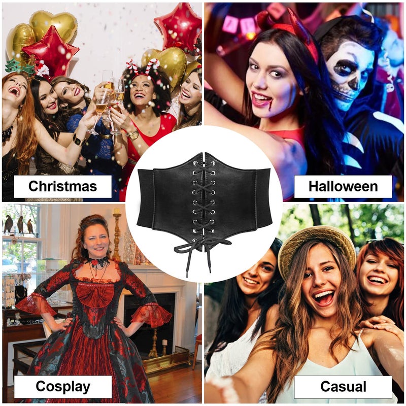 JASGOOD Womenâ€™s Elastic Costume Waist Belt Lace-up Tied Waspie Halloween Corset Belts for Women - Image 5